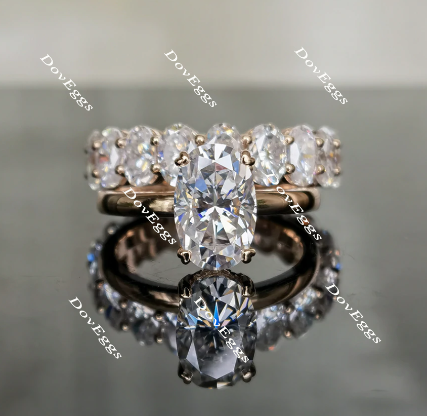 elongated oval moissanite engagement ring
