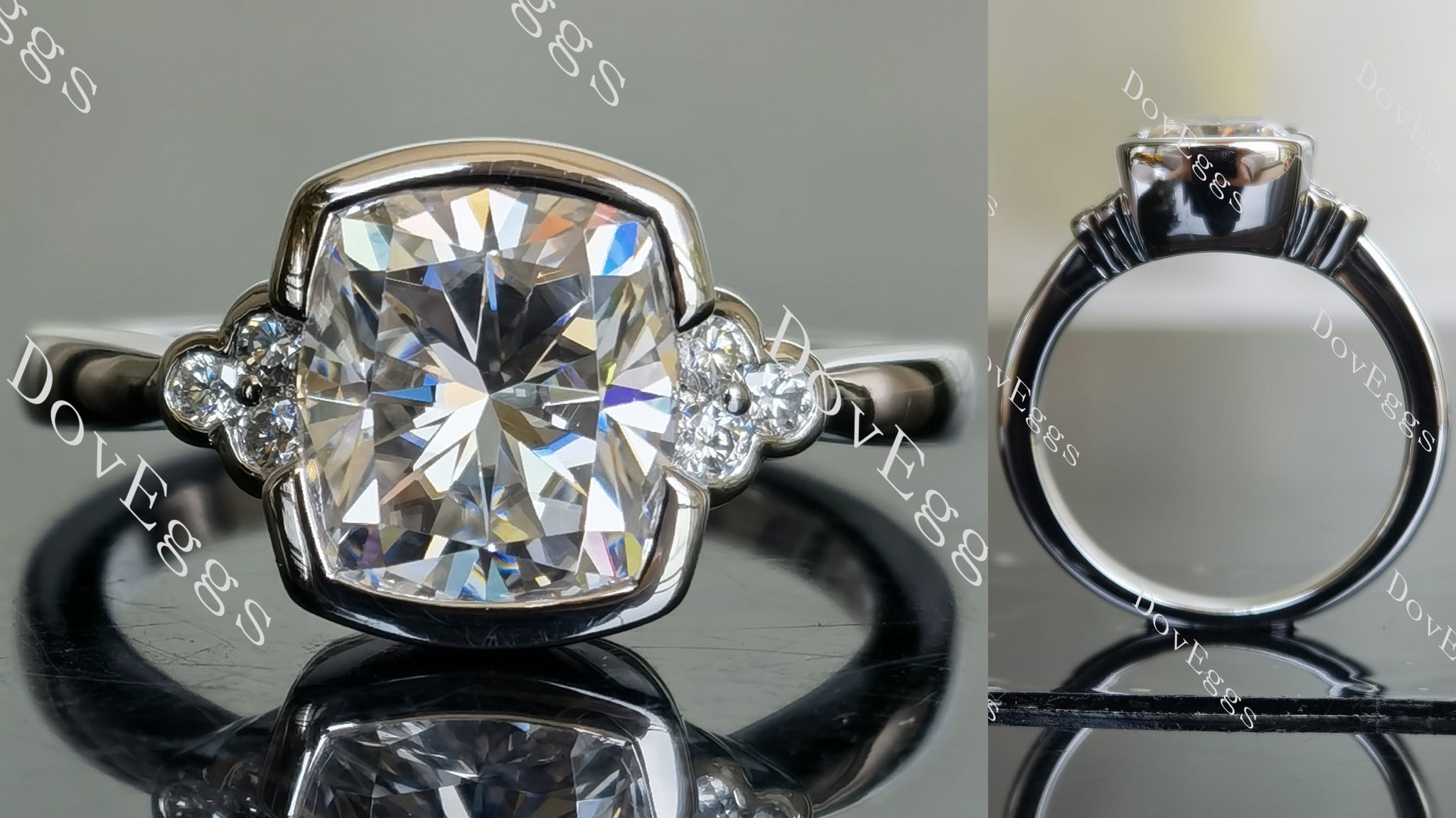 side stones moissanite engagement ring