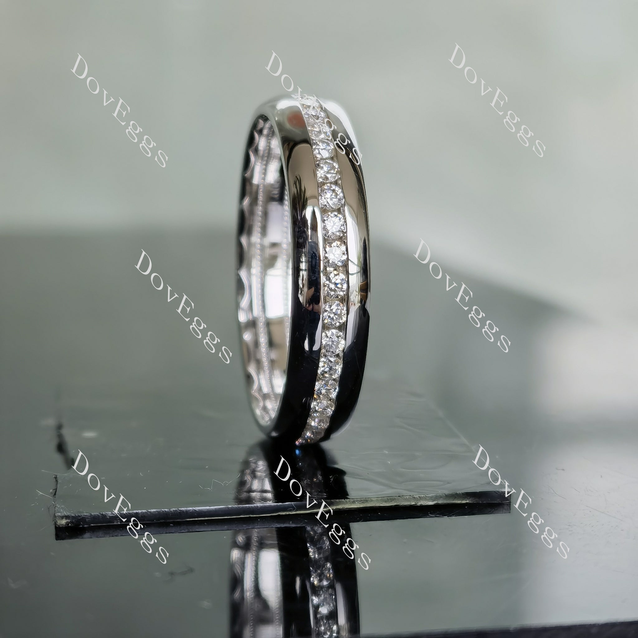 Doveggs round full eternity channel set moissanite/lab grown diamond wedding band-5.4mm band width