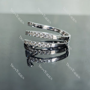 Doveggs round three line pave moissanite/lab grown diamond wedding band-5.3mm band width