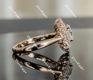 The Persephone flower shape halo oval moissanite engagement ring