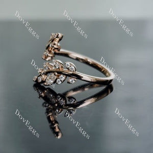 Doveggs round art deco leaf moissanite/lab grown diamond wedding band-1.8mm band width
