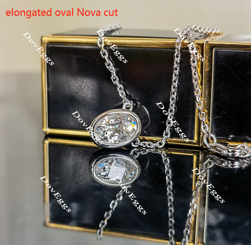 Doveggs bezel moissanite pendant necklace for women