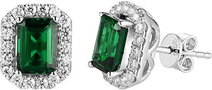 Doveggs sterling silver 2cttw emerald shape zambia emerald earrings push back stud earrings