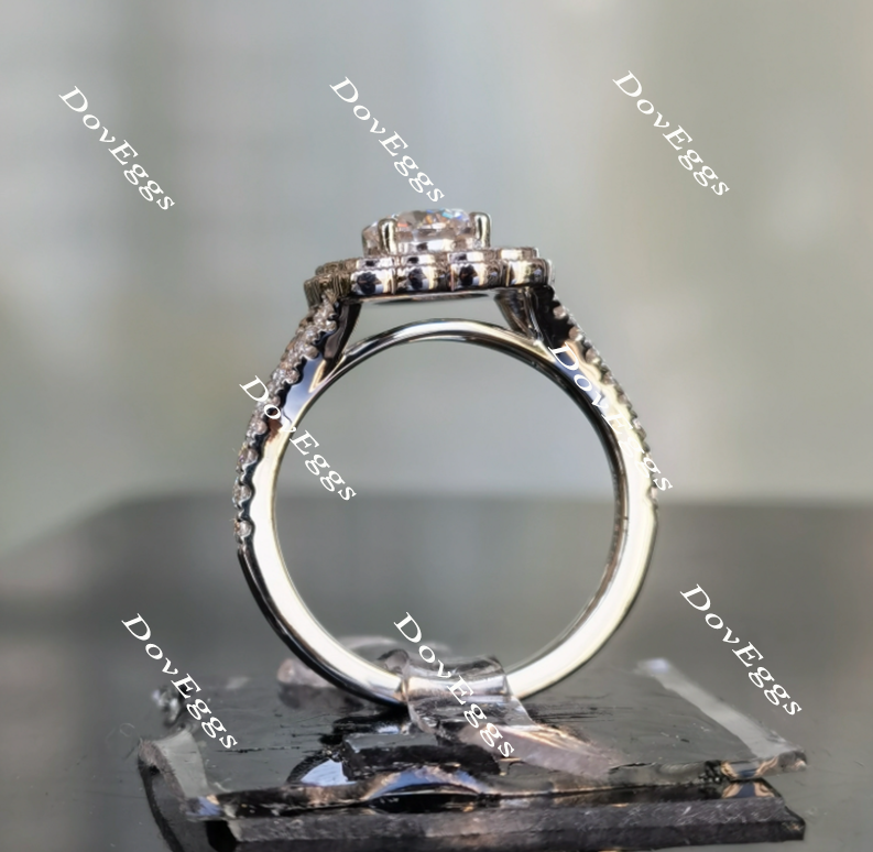 Doveggs round split shank halo moissanite engagement ring