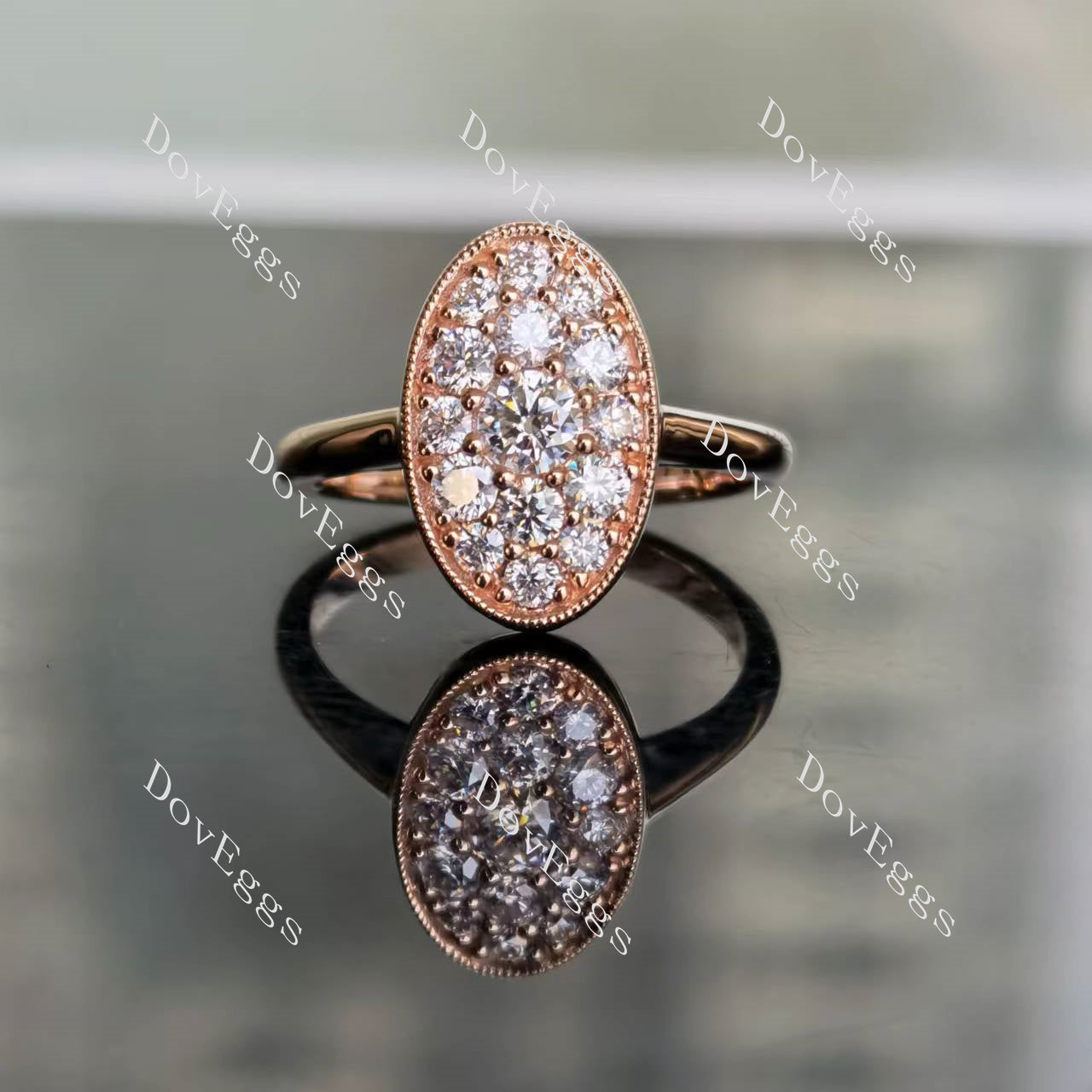 Doveggs oval shape round moissanite/lab grown diamond wedding band/moissanite ring