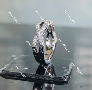 Doveggs round half eternity pave moissanite/lab grown diamond wedding band-3.5mm band width