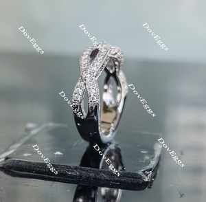 Doveggs round half eternity pave moissanite ring/lab grown diamond wedding band-3.5mm band width
