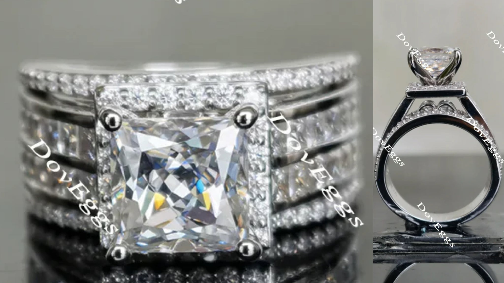 channel set moissanite engagement ring