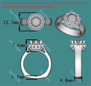 doveggs flower shape round moissanite engagement ring