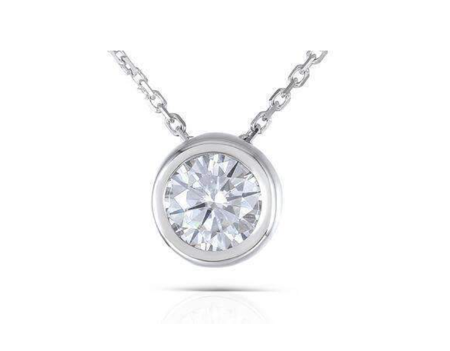 Doveggs premade 18k white gold 1ct moissanite pendant necklace