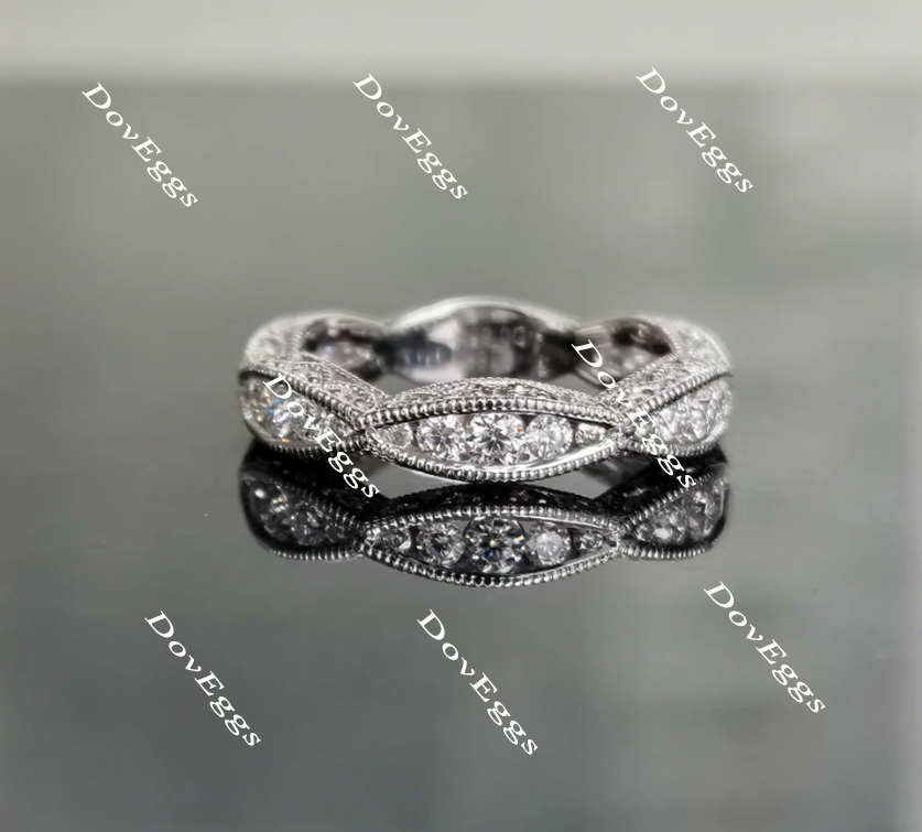 Doveggs anniversary Art deco moissanite/lab grown diamond wedding band-4.2mm band width
