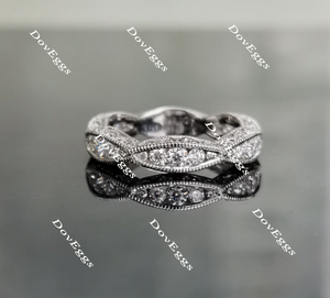 Doveggs anniversary Art deco moissanite/lab grown diamond wedding band-4.2mm band width