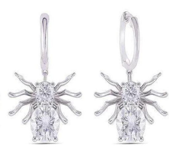 doveggs spider shape 1.24 carat oval moissanite sterling silver hoop earrings
