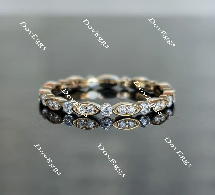 Doveggs round art deco full eternity moissanite ring/lab grown diamond wedding bands-1.8mm band width