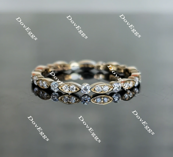 Doveggs round art deco full eternity moissanite/lab grown diamond wedding bands-1.8mm band width - DovEggs-Seattle