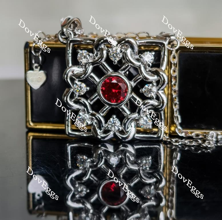 Doveggs heart connection 1ct round ruby pendant necklace (pendant only)