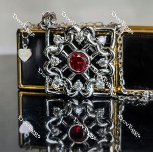 Doveggs heart connection 1ct round ruby pendant necklace (pendant only)