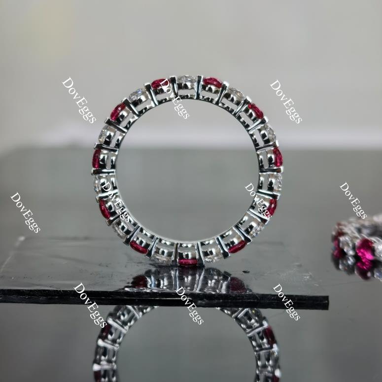 Doveggs 2.5mm moissanite/lab grown diamond & colored gem eternity engagement ring wedding band-2.5mm band width