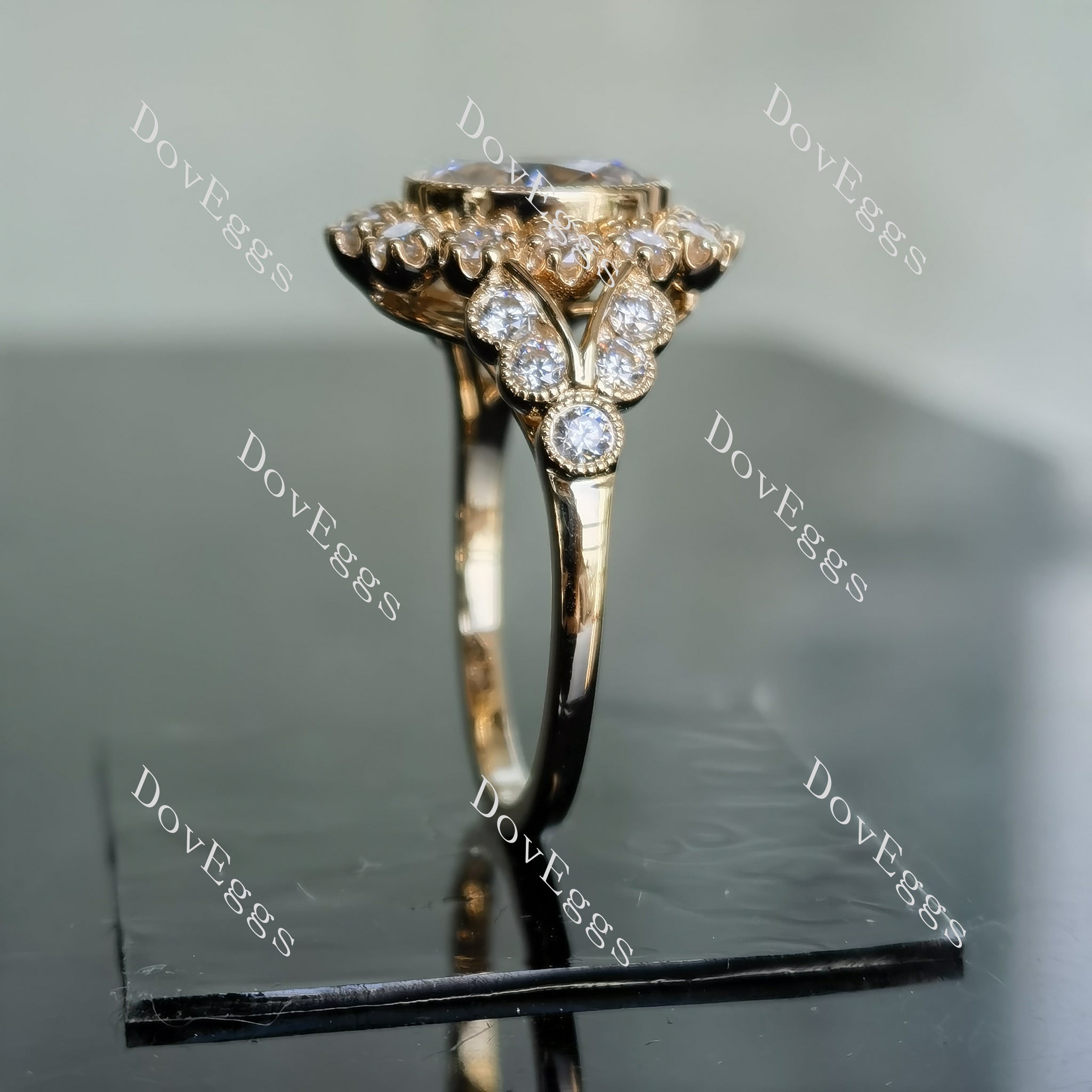 Marisol Oval floral moissanite engagement ring