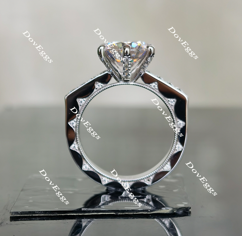 doveggs round pave vintage moissanite engagement ring