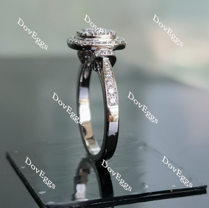 Doveggs round halo moissanite engagement ring for women