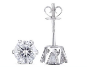 Doveggs solitaire round moissanite screw back earrings for women