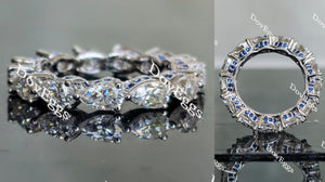 Doveggs full eternity pear moissanite & round colored gem/Lab grown diamond wedding band-3.3mm band width