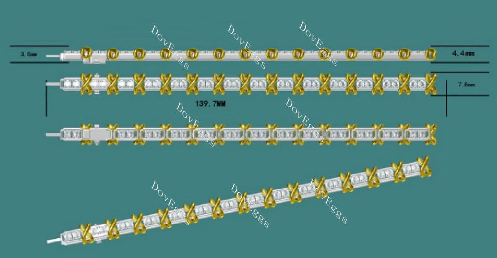 Doveggs round full eternity moissanite/lab grown diamond bracelet for women