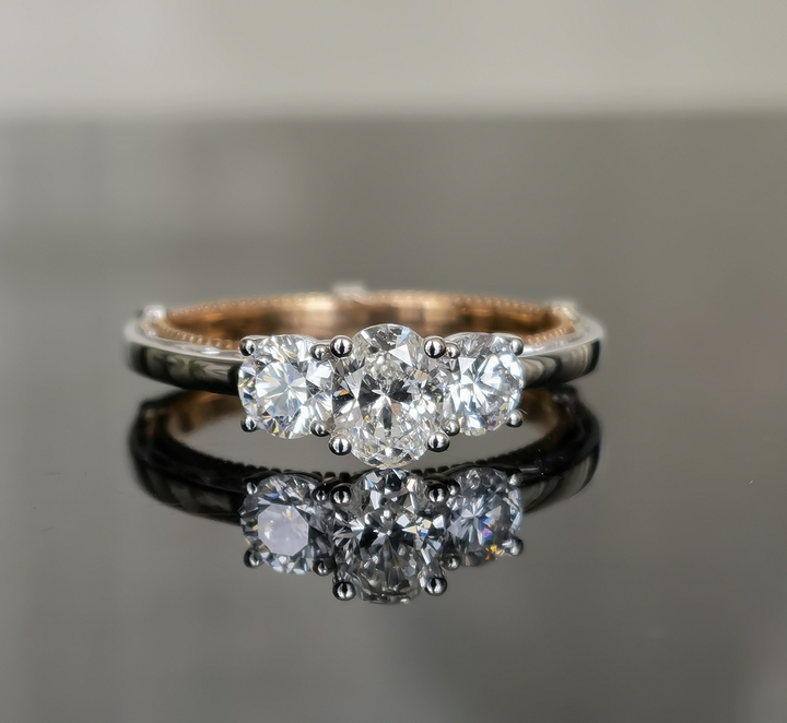 doveggs total 1.1 carat oval lab created diamond CVD engagement ring (size 7) - DovEggs-Seattle