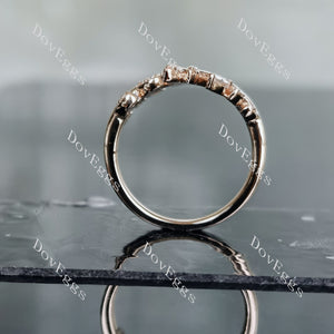 Doveggs round art deco leaf moissanite/lab grown diamond wedding band-1.8mm band width