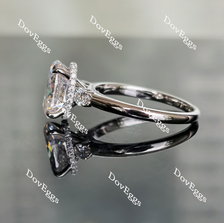 Doveggs three-stone moissanite engagement ring for women