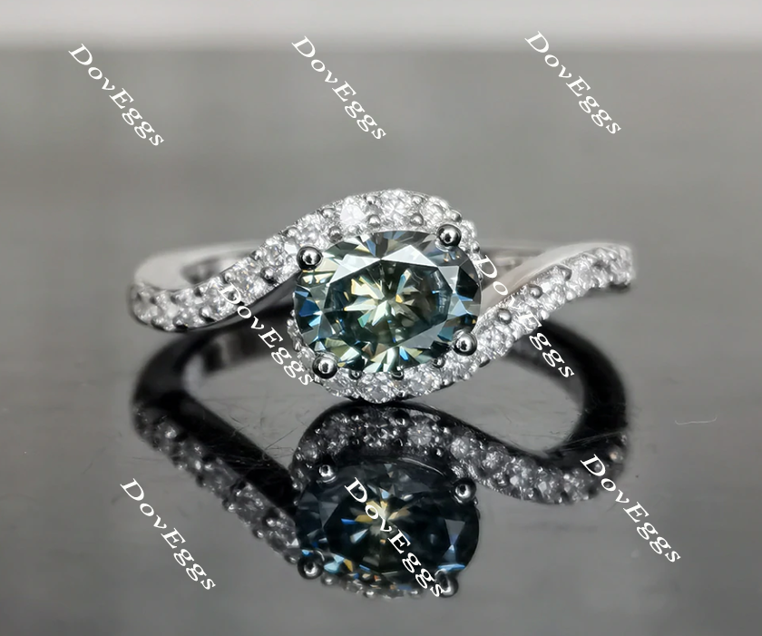 curved band moissanite engagement ring