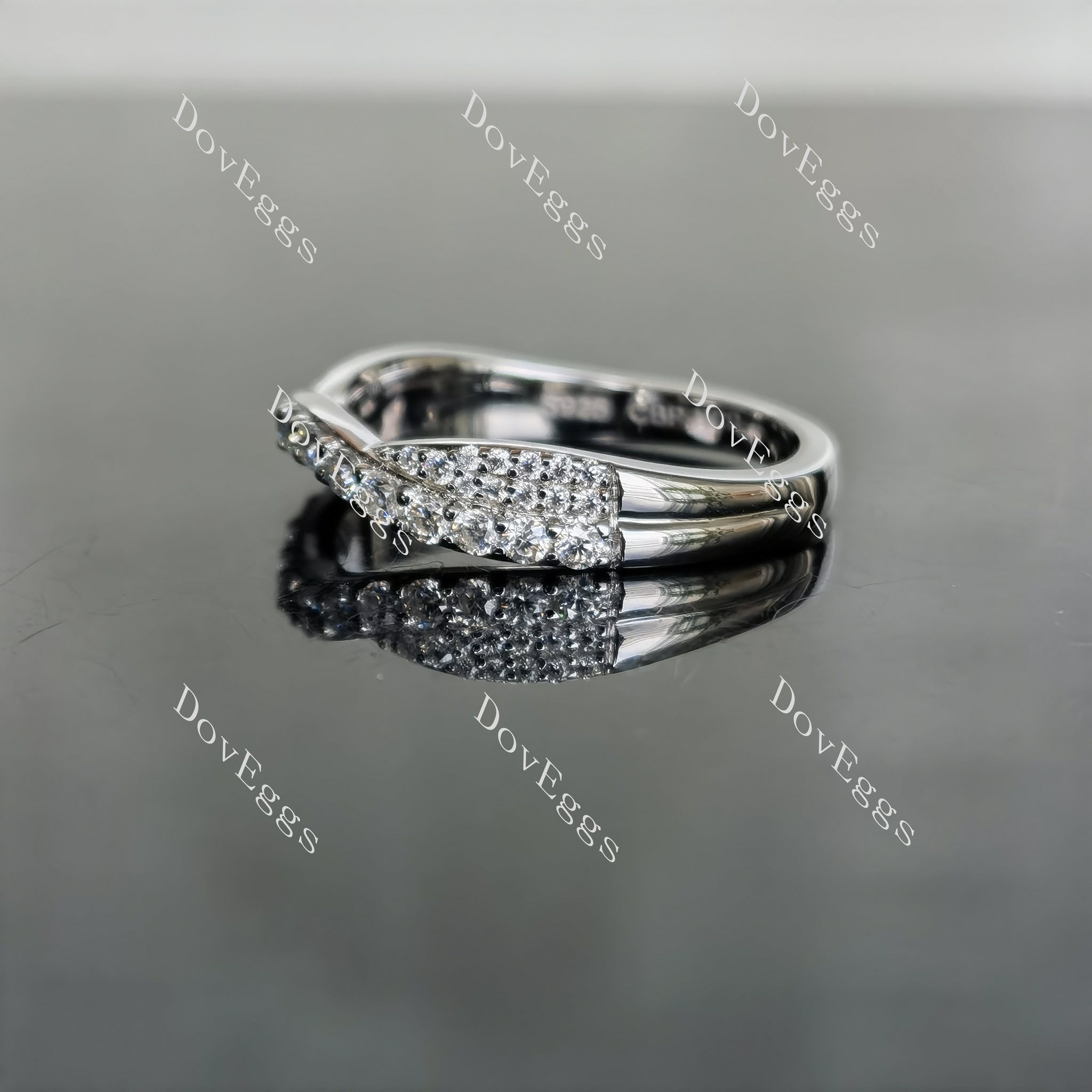 doveggs cushion halo moissanite bridal set (3 rings)