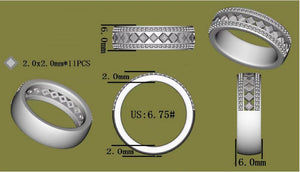 Doveggs princess round half eternity pave moissanite wedding band-6mm band width