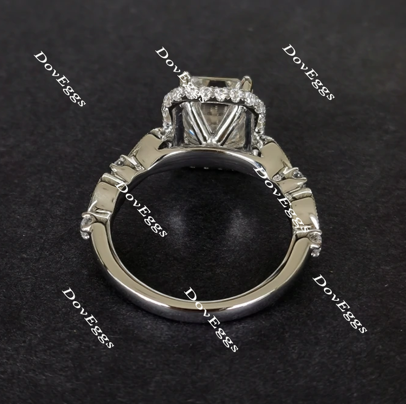 Doveggs art deco emerald moissanite engagement ring