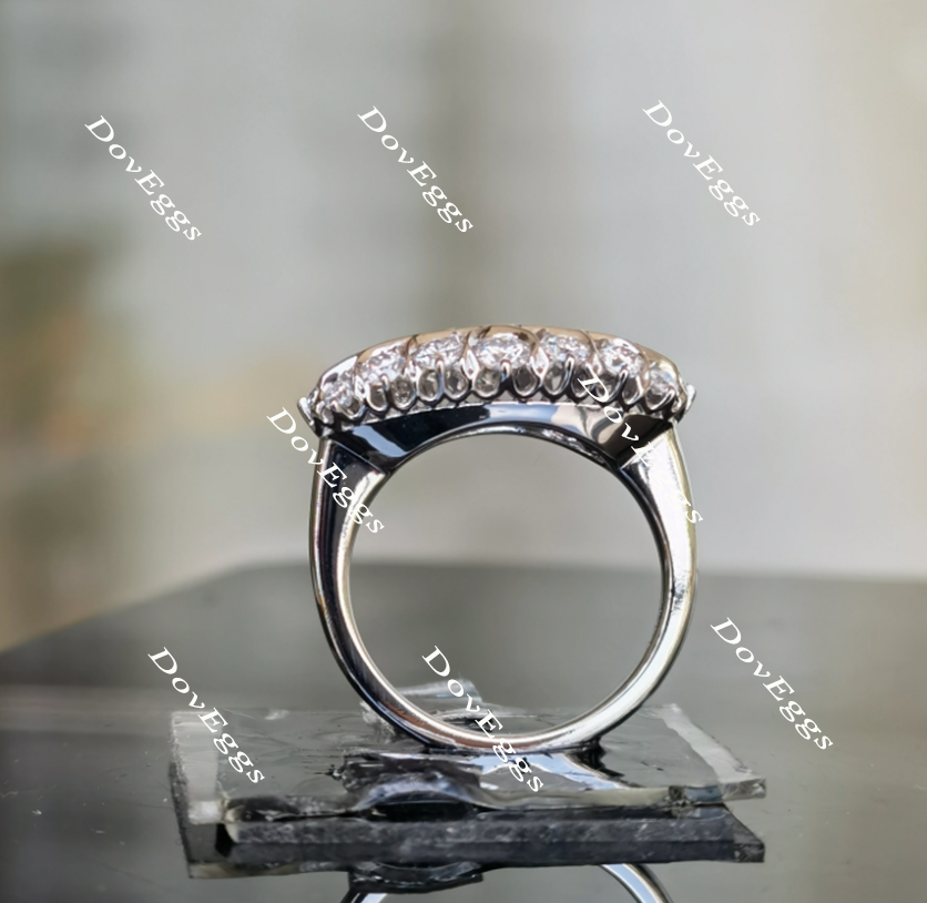 Doveggs round three rows moissanite/lab grown diamond wedding bands for women-1.7mm band width