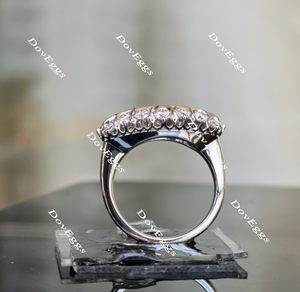 Doveggs round three rows moissanite/lab grown diamond wedding bands for women-1.7mm band width