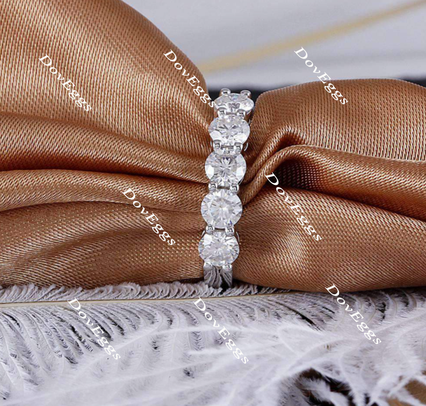 Doveggs five stone moissanite /Lab grown diamond wedding band-2.4mm band width
