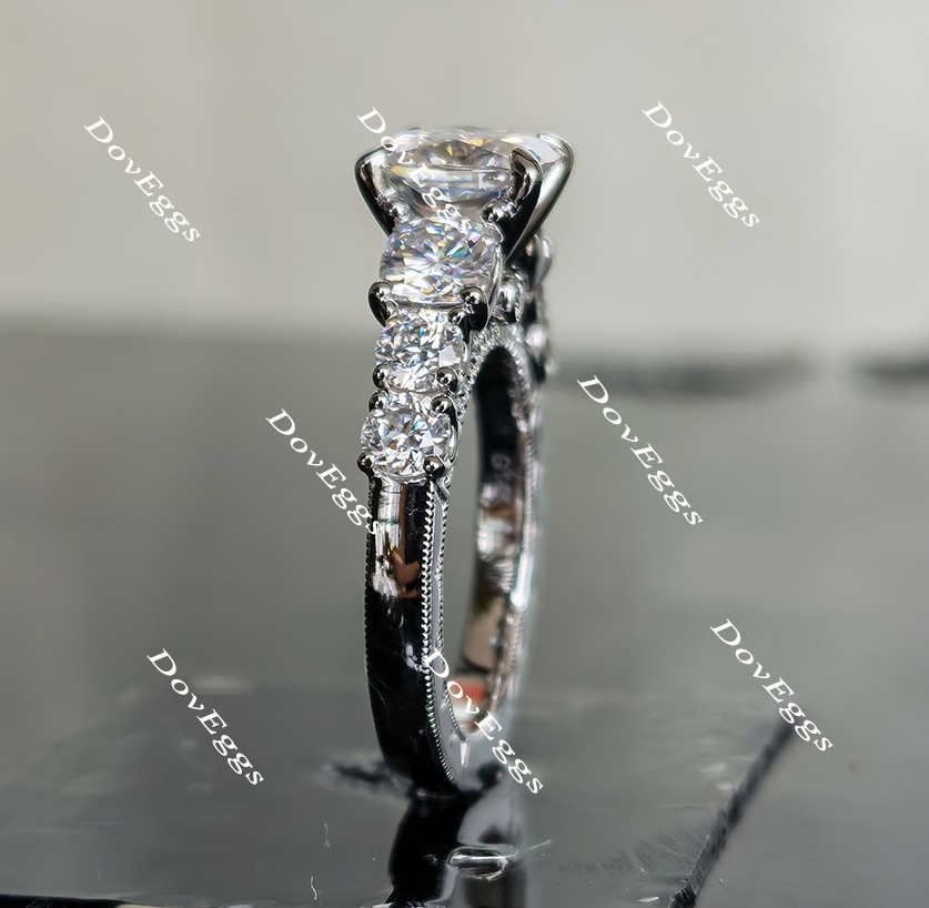 Doveggs cushion side-stone moissanite bridal set(2 rings)
