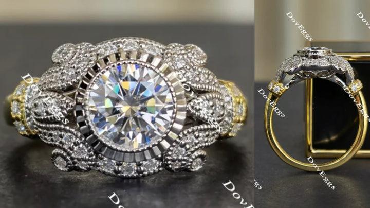Doveggs round flower shape moissanite engagement ring - DovEggs-Seattle