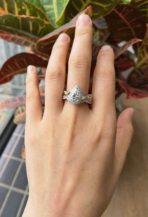 Doveggs pear halo moissanite bridal set (2 rings)