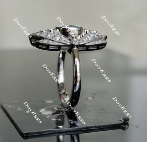 Doveggs cushion art deco moissanite engagement ring for women