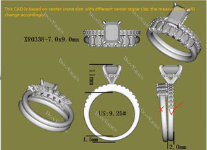 Doveggs radiant half eternity pave moissanite engagement ring