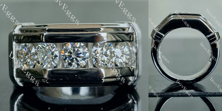 Doveggs round five stones channel set moissanite wedding band-5.5mm band width - DovEggs-Seattle
