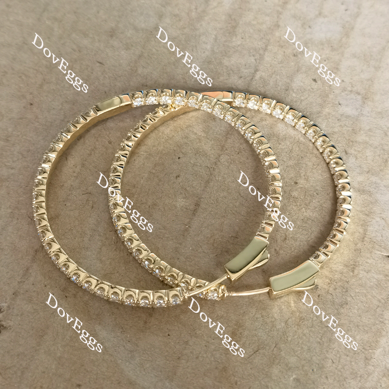 Doveggs 1.8 inch diameter inside-out hoop moissanite/lab grown diamond earrings