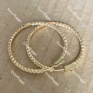 Doveggs 1.8 inch diameter inside-out hoop moissanite/lab grown diamond earrings
