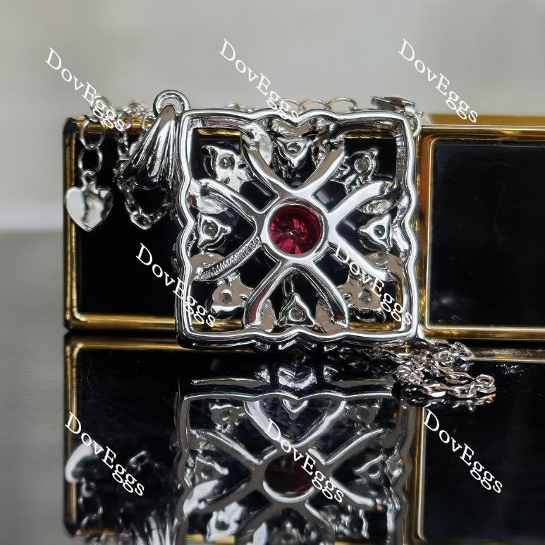 Doveggs heart connection 1ct round ruby pendant necklace (pendant only)