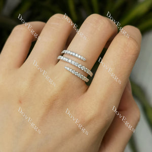 Doveggs round three line pave moissanite/lab grown diamond wedding band-5.3mm band width