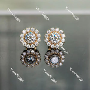Doveggs peacock blue round moissanite earrings for women